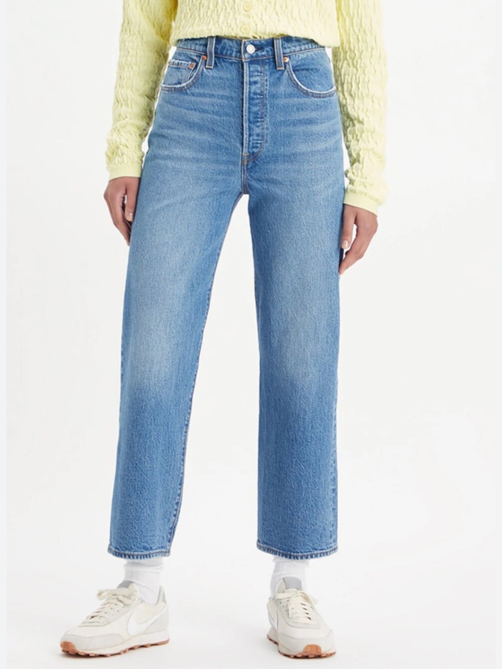 Levi's Ribcage Straight Ankle High-Rise Blue Jeans Med Wash Sz 27